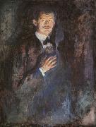Edvard Munch Self Portrait with a Burning Cigarette oil on canvas